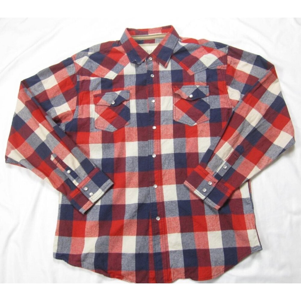 Ditch Plains Men Western Pearl Snap Mid Weight Madras Classic Shirt Sz XXL (M95)